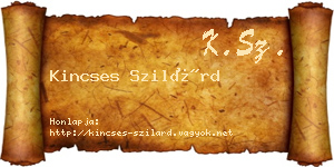 Kincses Szilárd névjegykártya